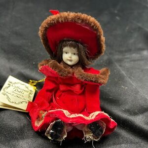 Kurt S Adler Collector Doll Porcelain Hand Painted Red Velvet Victorian Ornament